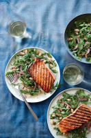 Grilled Salmon with White Bean & Arugula Salad Recipe | MyRecipes