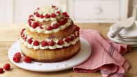 Three-tier white chocolate and raspberry cheesecake recipe - BBC ...