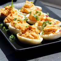 Harissa Deviled Eggs Recipe | Allrecipes