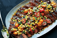 Dry-Rubbed Flank Steak with Grilled Corn Salsa Recipe | Epicurious