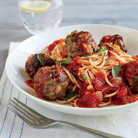 Spaghetti and Meatballs in Tomato-Basil Sauce Recipe | MyRecipes