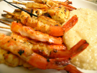 Barbecued Bourbon Shrimp With Cheddar Cheese Grits Recipe ...