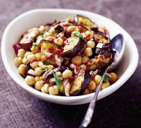Moroccan aubergine & chickpea salad recipe | BBC Good Food