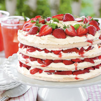 Fresh Strawberry Meringue Cake Recipe | MyRecipes