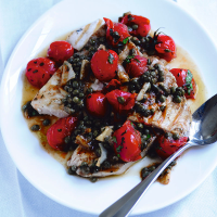 Swordfish, cherry tomatoes and capers | Fish recipes | Jamie ...
