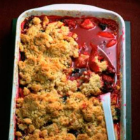 Truly classic pear and blackberry crumble