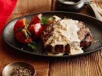 Rib Eye Steak with Onion Blue Cheese Sauce Recipe | Ree ...