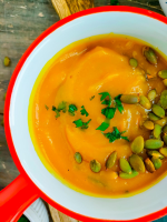 Whole Roasted Pumpkin Soup Without Cream - Go Healthy Ever After
