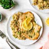 Riesling Lemon Chicken with Herbed Israeli Couscous