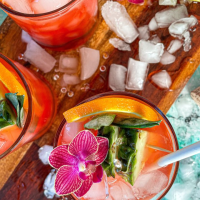 Tropical Sparkling Cocktail - Orange, Pineapple, Coconut & Prosecco