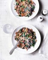 Mushroom and spinach pearl barley risotto recipe | delicious ...