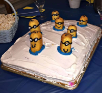 3D Minions Cake Recipe : easy to create sheet cake for the minions