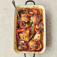 Pepper & chicken jalfrezi traybake | Jamie Oliver recipes