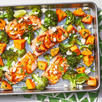 Sheet-Pan Salmon with Sweet Potatoes & Broccoli Recipe ...