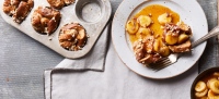 Crispy French Toast Cups with Bananas Foster Topping