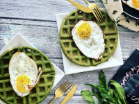 Green Waffles - 15 Min Mom Green Waffles with Spinach & Oat Flour
