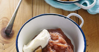 Stewed rhubarb and apple with roasted chestnuts | Gourmet Traveller