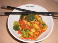 Poêlée de crevettes/surimi & ses légumes au curry - Recette Ptitchef