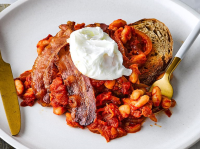 Baked beans on toast with pancetta & poached eggs | BBC Good Food