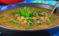 Curried Mushroom Barley Lentil Soup with Spinach [Vegan] - One ...