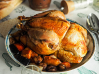 Roasted Capon French Traditional X'mas Recipe with Chestnut