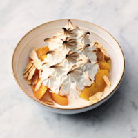 Peach & almond Alaska | Egg recipes | Jamie Oliver recipes