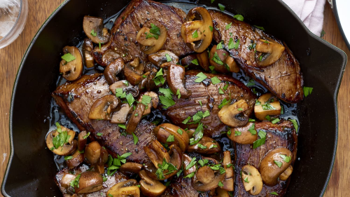 Balsamic Glazed Steak Tips Recipe (With Sautéed Mushrooms ...