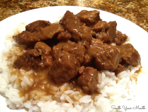 Stewed Beef (Beef Tips) with Gravy - South Your Mouth
