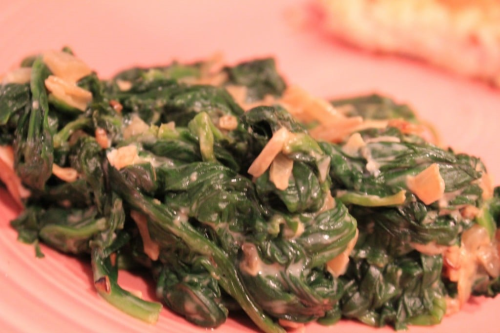 Garlicky Spinach with Laughing Cow Cheese