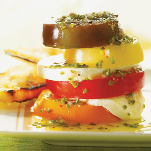Tomato Napoleon with Chive Vinaigrette | RICARDO