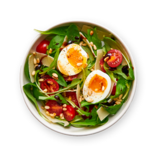 Recette : Salade mâche, œuf mollet & parmesan - Jow